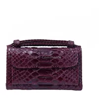 Ladies Snake Texture Print Clutch Bag Long Crossbody With Chain14 Purple