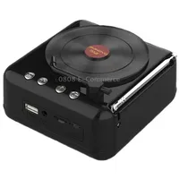 Manovo H3 Retro Vinyl Record Player Shape Mini Bluetooth Speaker, Color Black
