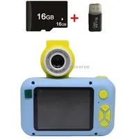 X101 Mini Hd Lens Reversible Child Camera, Color Blue16GCard Reader