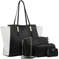 4 in 1 Fashionable Simple Suit Bag Messenger Large Capacity HandbagBlack