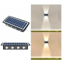 8Led Solar Wall Lamp Outdoor Waterproof Up And Down Double-Headed SpotlightsWhiteWarm Light