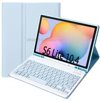 A610B Candy Color Bluetooth Keyboard Leather Case with Pen Slot For Samsung Galaxy Tab S6 Lite 10.4 inch Sm-P610 / Sm-P615White Ice