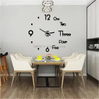 Acrylic Large Wall Clocks Sticker Modern Design Living Room 3D Diy Quartz Watch Silent Movement Home Decor, Sheet Sizediameter 60CmBlack
