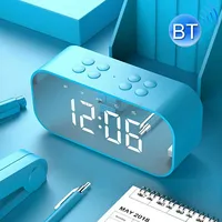 Aec Bt501 Bluetooth 5.0 Mini Speaker with Led  Alarm Clock Mirror, Support 32G Tf CardBlue