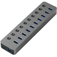 Blueendless Usb Splitter Aluminum Alloy Qc Fast Charge Expander, Number of interfaces 10-Port 12V4A Power