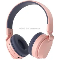 Bobo Kids Gift Bluetooth 5.0 Bass Noise Cancelling Stereo Wireless Headset With Mic, Support Tf Card / Fm Aux-InPink