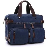 Casual Canvas Three-Purpose Business Briefcase Computer Bag, Color Dark Blue Small