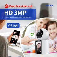 Escam Qf104 One Click Video Call 3Mp Indoor Humanoid Detection Audible Alarm Color Night Version Smart Wifi Camera, Uk Plug