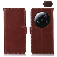 For Xiaomi 13 Ultra Crazy Horse Top Layer Cowhide Leather Phone CaseBrown