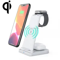 Hq-Ud21 3 in 1 Folding Mobile Phone Watch Multi-Function Charging Stand Wireless Charger for iPhones  Apple Airpods White