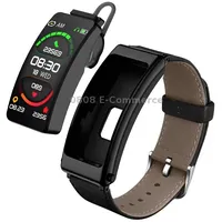 K13 1.14 inch Leather Band Earphone Detachable Smart Watch Support Bluetooth Call Black