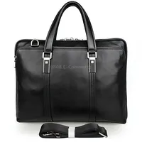 Men Business Cowhide Leather Handbag Lawyer Briefcase Messenger Bag Laptop BagBlack