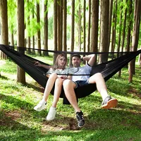 Portable Outdoor Parachute Hammock with Mosquito Nets Black