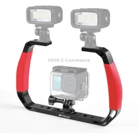 Puluz Dual Silicone Handles Aluminium Alloy Underwater Diving Rig for Gopro, Dji Osmo Action, Insta360 and Other Action Cameras Red