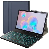 St870S For Samsung Galaxy Tab S7 T870/T875 11 inch 2020 Ultra-Thin Detachable Bluetooth Keyboard Leather Tablet Case with Stand  Sleep Function BacklightBlue