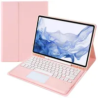 T800B-A Touch Pad Detachable Bluetooth Keyboard Leather Tablet Case For Samsung Galaxy Tab S8/S7/S7 FePink