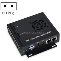 Waveshare Dual Gigabit Ethernet 5G/4G Computer Box with Cooling Fan for Raspberry Pi Cm4Eu Plug