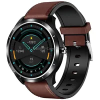 X3 1.3 inch Tft Color Screen Chest Belt Smart Watch, Support Ecg/Heart Rate Monitoring, Stylebrown Leather Watch BandBlack