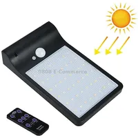 3.8W 48 Two-Color Leds Remote Control Edition Outdoor Waterproof Solar Wall Light Sensor Garden Street without Pole, Luminous Flux 450Lm Black