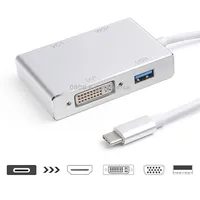 4 in 1 Usb 3.1 C Type to Hdmi Vga Dvi 3.0 Adapter Cable for Laptop Apple Macbook Google Chromebook Pixel