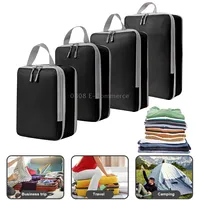 8 In 1  Compression Packing Cubes Expandable Travel Bags Luggage OrganizerGray
