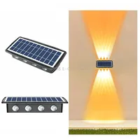 8Led Solar Wall Lamp Outdoor Waterproof Up And Down Double-Headed SpotlightsYellow Light