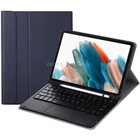 A08B-A Bluetooth Keyboard Leather Case with Pen Slot  Touchpad For Samsung Galaxy Tab A8 2021 Sm-X205 / Sm-X200Blue
