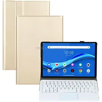 Am10-A Detachable Bluetooth Backlight Keyboard Ultrathin Horizontal Flip Leather Tablet Case with Touchpad  Holder for Lenovo M10 Plus 10.3 inch X606FGold