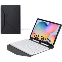 B610 Diamond Texture Triangle Back Holder Splittable Bluetooth Keyboard Leather Tablet Case for Samsung Galaxy Tab S6 Lite White  Black