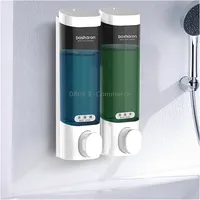 Bosharon Shampoo Shower Gel Box Household Hand Sanitizer Bathroom Wall-Mounted Punch-Free Double-Head Soap Dispenser, Styledouble GridWhite