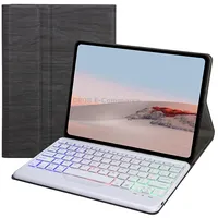 For Microsoft Surface Go 3 / 2 1 Sfgos Tri-Color Backlit Tree Texture Bluetooth Keyboard Leather CaseBlack  White