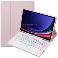 For Samsung Galaxy Tab S9 Candy Color Touch Backlight Bluetooth Keyboard Leather Tablet Case with Pen HolderPink