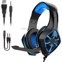 Gs-1000 Usb  3.5Mm Rgb Wired Computer Mobile Gaming Headset, Cable Length 2MBlackBlue