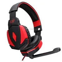 Kotion Each G4000 Usb Version Stereo Gaming Headphone Headset Headband with Microphone Volume Control Led Light for Pc Gamer,Cable Length About 2.2MBlack Red