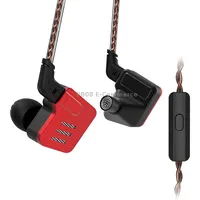 Kz Ba10 Ten Unit Moving Iron Metal In-Ear Universal Wired Control Earphone with Microphone Red