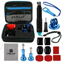 Puluz 16 in 1 Cnc Metal Accessories Combo Kits with Eva Case Screws  Surface Mounts Tripod Adapter Extendable Pole Monopod Storage Bag Wrench for Gopro Hero11 Black / Hero10 Hero9 Hero8 Hero7 /6 /5 Session /4 /3 /2 /1, Dji Osmo Action a