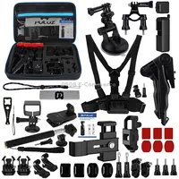 Puluz 43 in 1 Accessories Total Ultimate Combo Kits for Dji Osmo Pocket with Eva Case Chest Strap  Wrist Suction Cup Mount 3-Way Pivot Arms J-Hook Buckle Grip Tripod Surface Mounts Bracket Frame Screen Film Silicone Adapter Storage Bag Rec-Mounts