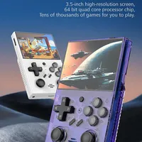 R35Plus 3.5 Inch Handheld Game Console Built-In 64G 10,000 GamesTransparent Purple