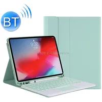 Yt11B-A Detachable Candy Color Skin Feel Texture Round Keycap Bluetooth Keyboard Leather Case with Touch Control For iPad Pro 11 inch 2020  2018Light Green