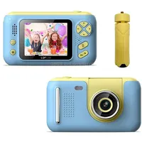 2.4 Inch Children Hd Reversible Photo Slr Camera, Color Yellow Blue With Bracket