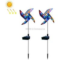 2 Pcs / Set Solar Windmill Lamp Outdoor Garden Decorative Light Led Lawn Colorful