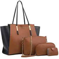 4 in 1 Fashionable Simple Suit Bag Messenger Large Capacity HandbagBrown