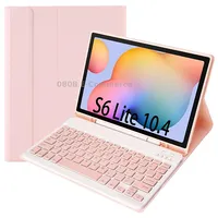 A610B Candy Color Bluetooth Keyboard Leather Case with Pen Slot For Samsung Galaxy Tab S6 Lite 10.4 inch Sm-P610 / Sm-P615Pink