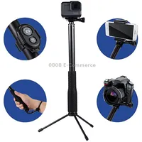 Anti-Skid Extendable Self-Portrait Handheld Diving Telescopic Monopod Holder Set with Phone Remote Controller  Tripod for Gopro Xiaoyi Camera Smartphones, Full Length Max about 1MBlack