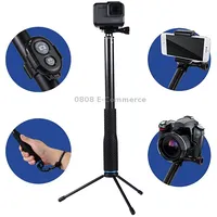 Anti-Skid Extendable Self-Portrait Handheld Diving Telescopic Monopod Holder Set with Phone Remote Controller  Tripod for Gopro Xiaoyi Camera Smartphones, Full Length Max about 1MBlue
