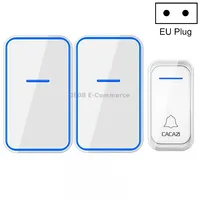 Cacazi A68-2 One to Two Wireless Remote Control Electronic Doorbell Home Smart Digital Doorbell, Styleeu PlugWhite