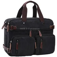 Casual Canvas Three-Purpose Business Briefcase Computer Bag, Color Black Large