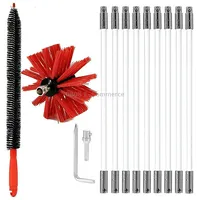 Extendable Bendable Electric Drill Chimney Brush Hood Interior Duct Brush, Size 410Mm x 9 Rods