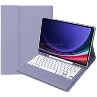 For Samsung Galaxy Tab S9 Fe A810B Pen Slot Detachable Bluetooth Keyboard Leather Tablet CasePurple
