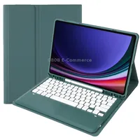 For Samsung Galaxy Tab S9 Fe A810B Pen Slot Detachable Bluetooth Keyboard Leather Tablet CaseDark Green